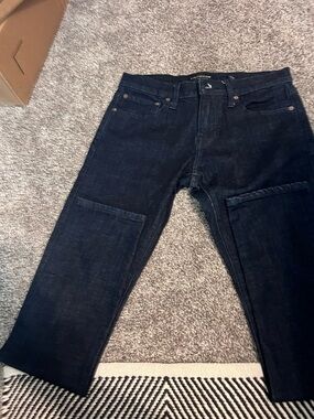 Lucky Brand Dark Blue Straight-Leg Patchwork Jeans